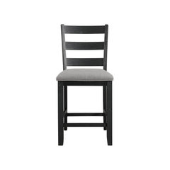 Martin Counter Side Chair with Grey Fabric - Black Finish (2 Per Carton)