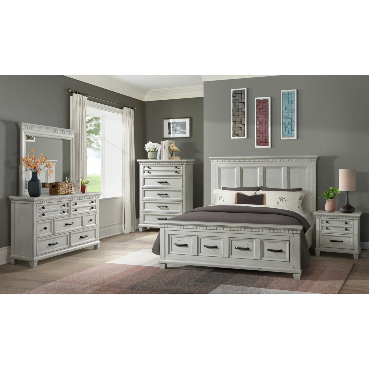 McCoy 5-Drawer Chest in Antique White – SKU B-10530-7-CH | Elements