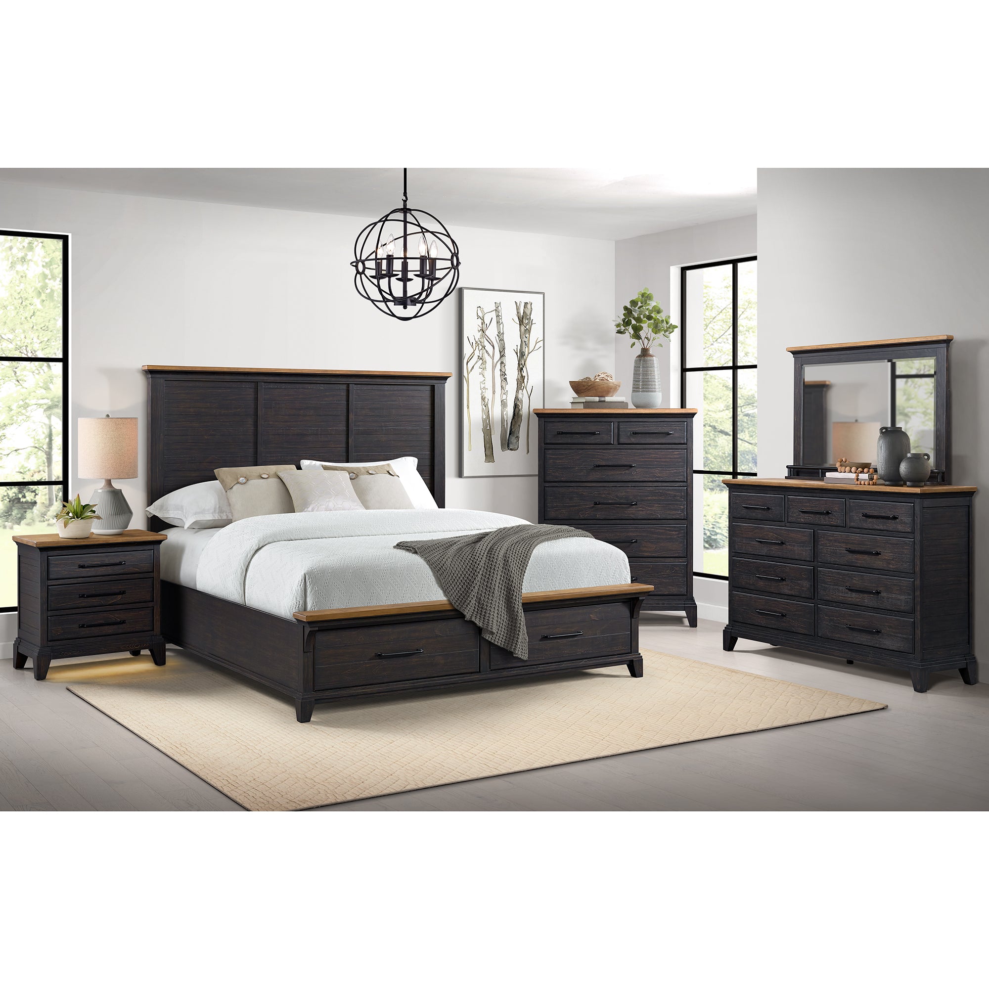 Montrose Nightstand with Charger & Sensor Light in Espresso & Brown – SKU B-16670-5-NS | Elements