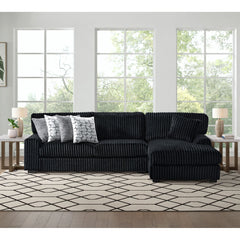 Nightfall RHF Chaise in Grand Cord Black with 1 Pillow 20"