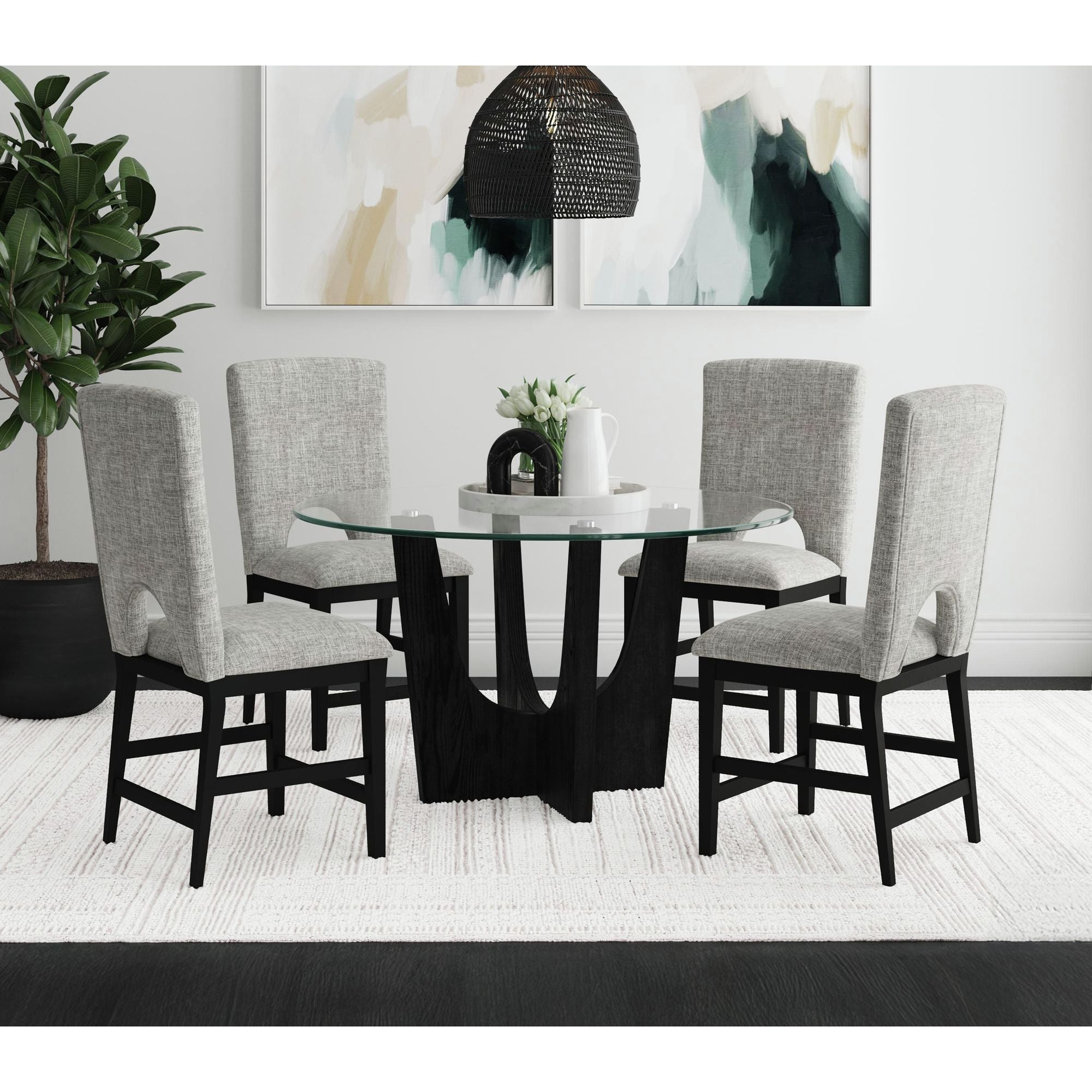 Oregon Counter Side Chair with Grey Fabric in Black (2 Per Carton) – SKU D-17380-8-CSC | Elements