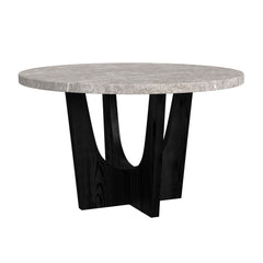 Oregon Round Counter Table with Grey Faux Marble Top in Black