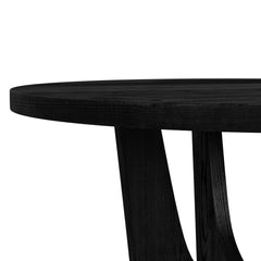 Oregon Round Dining Table with Black Wood Top in Black
