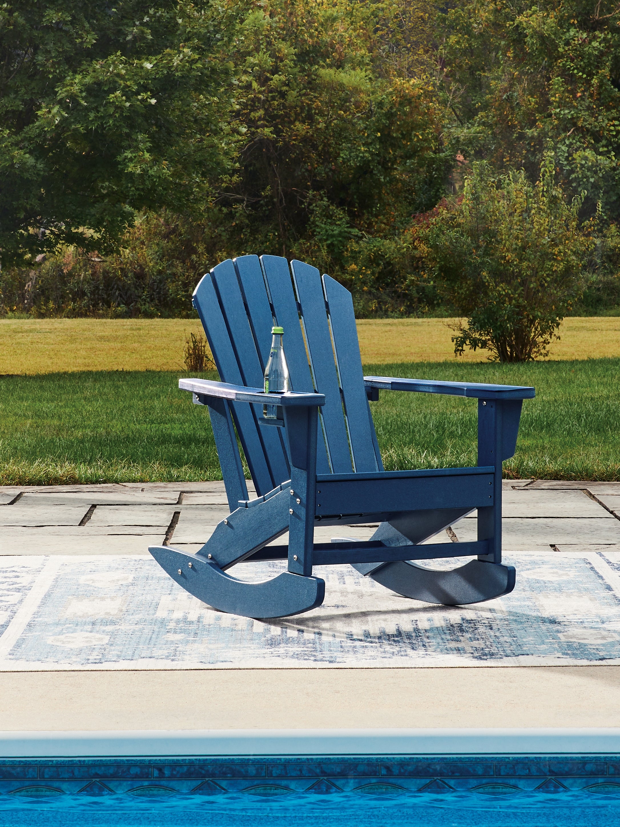 Tampa Furniture Outlet Lutz - Ashley Furniture - Sundown Shores Outdoor - Rocking Chair / Blue - PCP019-827
