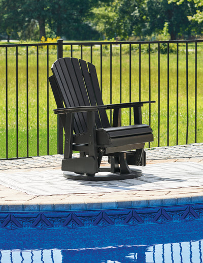 Tampa Furniture Outlet Lutz - Ashley Furniture - Hyland wave Outdoor - Swivel Glider Chair / Black - P108-820