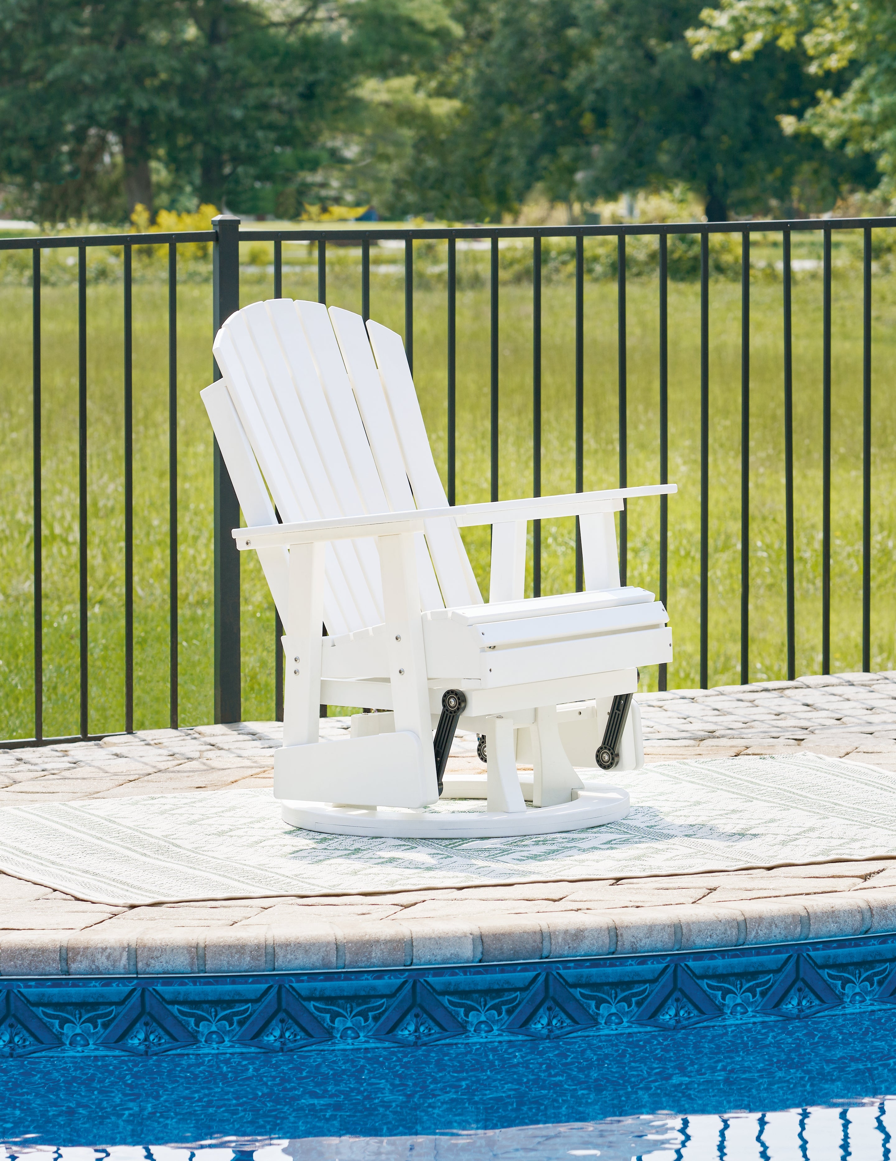 Tampa Furniture Outlet Lutz - Ashley Furniture - Hyland wave Outdoor - Swivel Glider Chair / White - P111-820