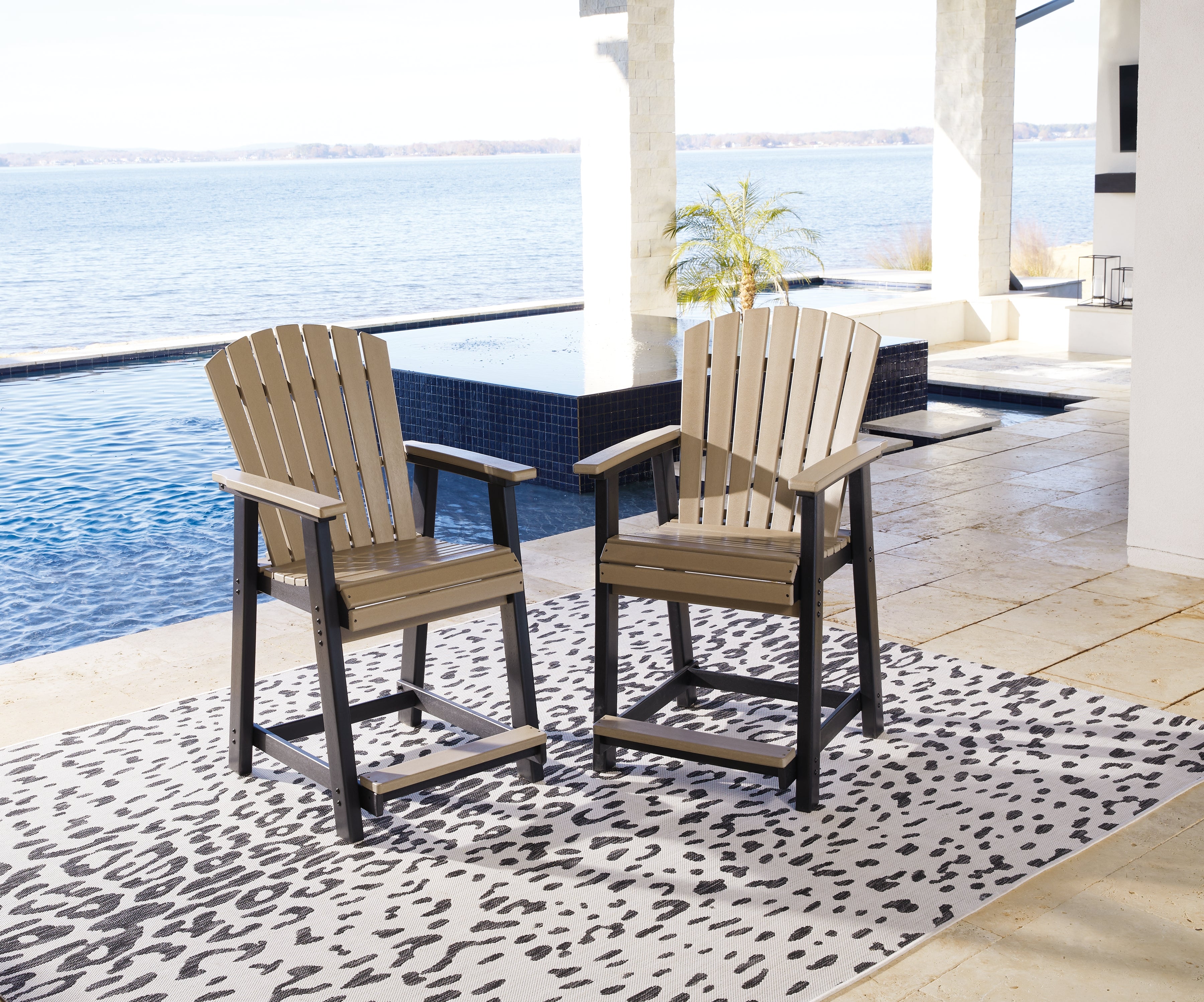 Tampa Furniture Outlet Lutz - Ashley Furniture - Fairen Trail Outdoor - Barstool (Set of 2) / Black/Driftwood - P211-124