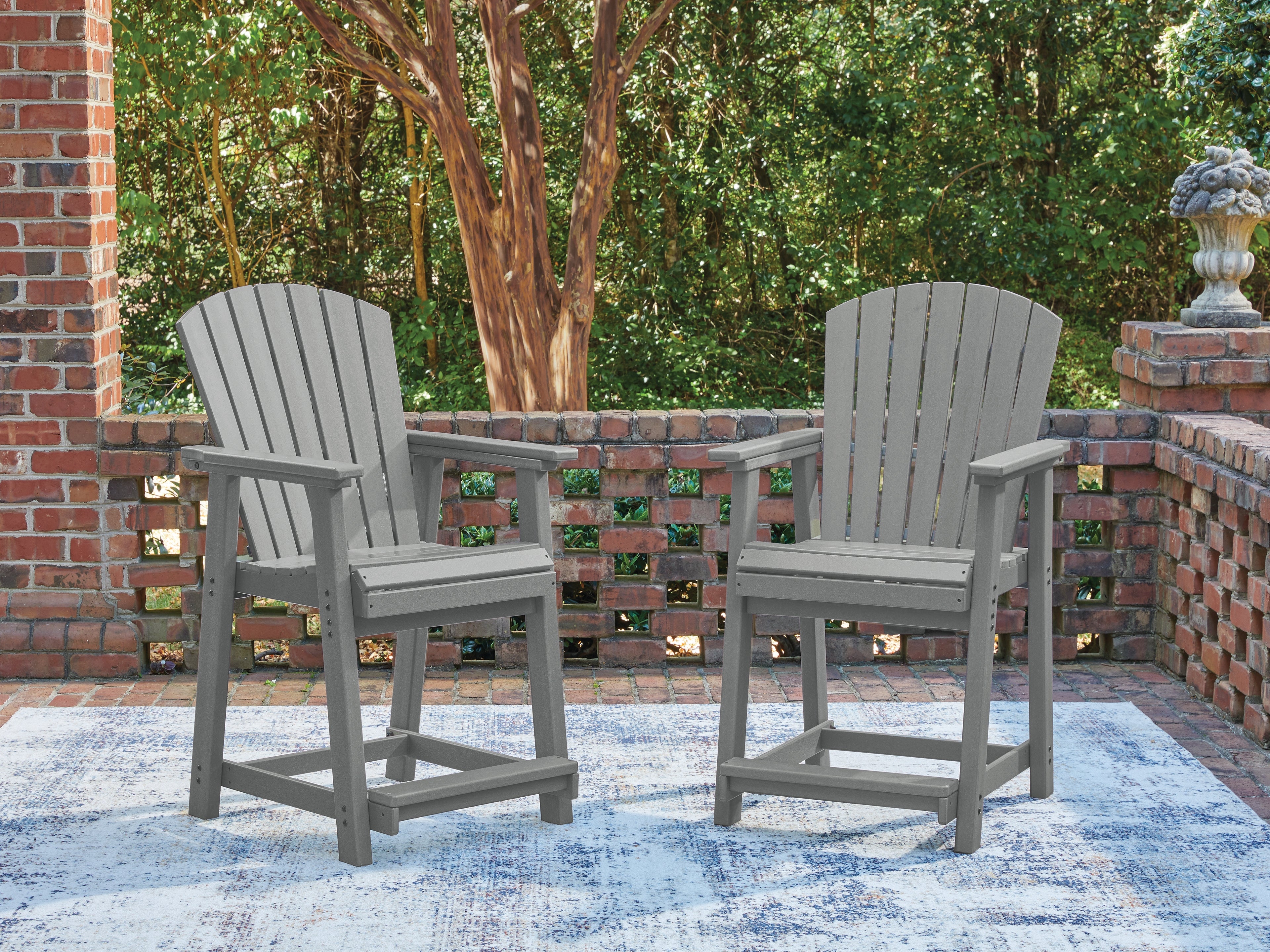 Tampa Furniture Outlet Lutz - Ashley Furniture - Sanctuary Beach Outdoor - Barstool (Set of 2) / Dark Gray - PCP227-124