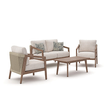 Tampa Furniture Outlet Lutz - Ashley Furniture - Nature Lane Outdoor - Sofa/Chairs/Table Set (4/CN) - PCP355-081
