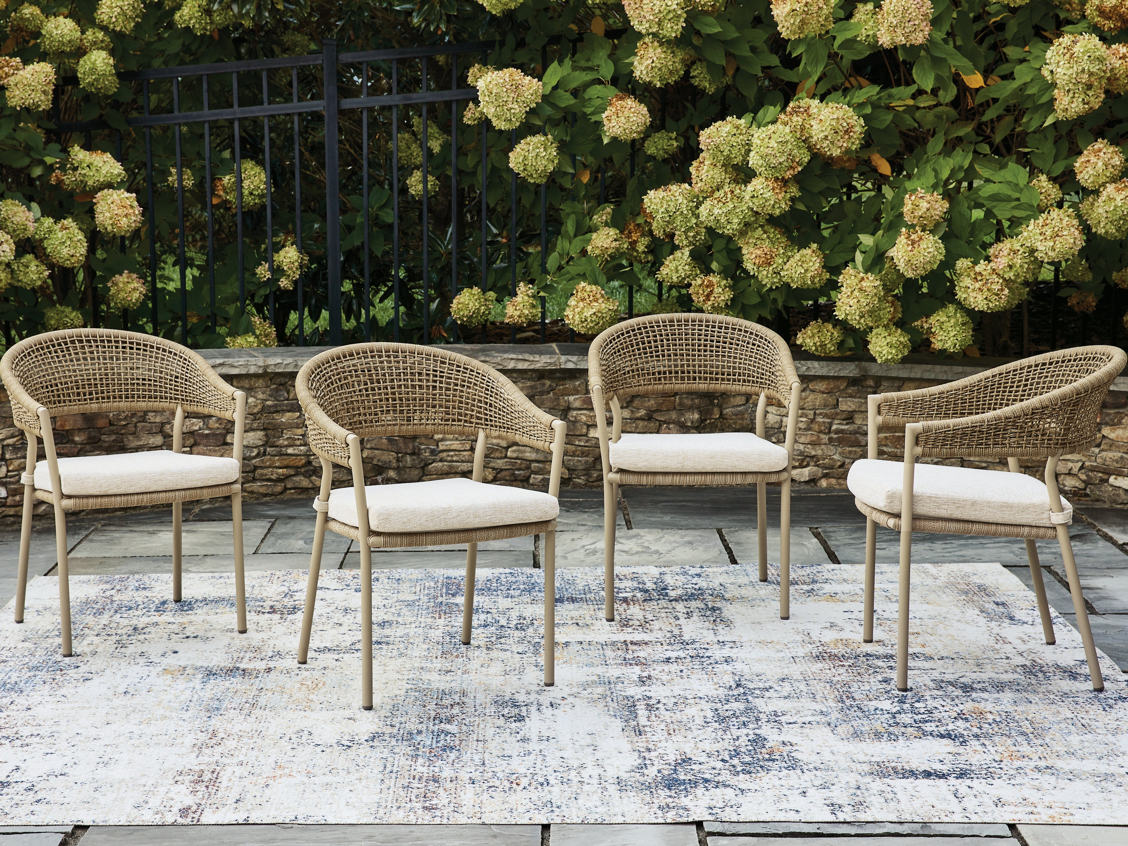 Tampa Furniture Outlet Lutz - Ashley Furniture - Orchard Beach Outdoor - Arm Chair With Cushion (4/CN) / Beige - PCP373-601A