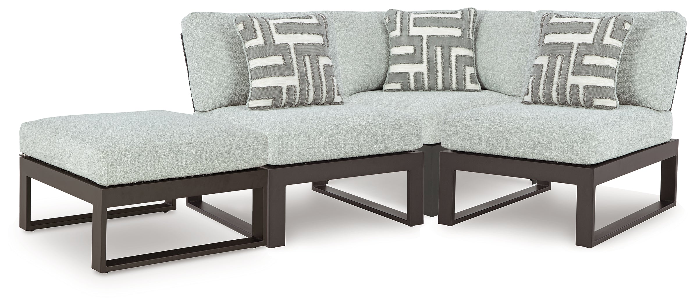 Tampa Furniture Outlet Lutz - Ashley Furniture - Beachloft Outdoor - 4-Piece Outdoor Sectional / Black/Gray - P490P7