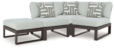 Tampa Furniture Outlet Lutz - Ashley Furniture - Beachloft Outdoor - 4-Piece Outdoor Sectional / Black/Gray - P490P7