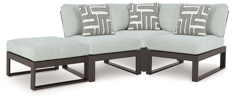 Tampa Furniture Outlet Lutz - Ashley Furniture - Beachloft Outdoor - 4-Piece Outdoor Sectional / Black/Gray - P490P7