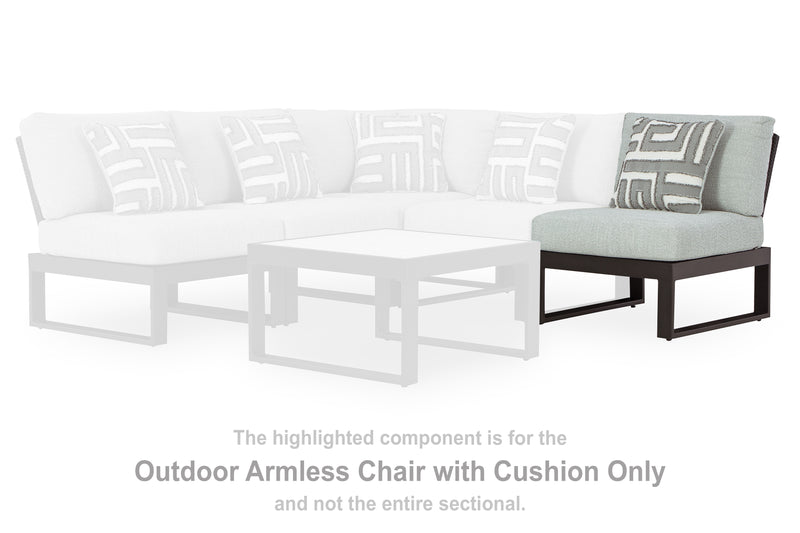 Tampa Furniture Outlet Lutz - Ashley Furniture - Beachloft Outdoor - Armless Chair w/Cushion / Black/Gray - P490-846