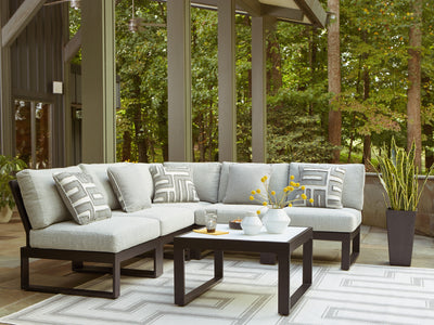 Tampa Furniture Outlet Lutz - Ashley Furniture - Beachloft Outdoor - 5-Piece Outdoor Sectional / Black/Gray - P490P2