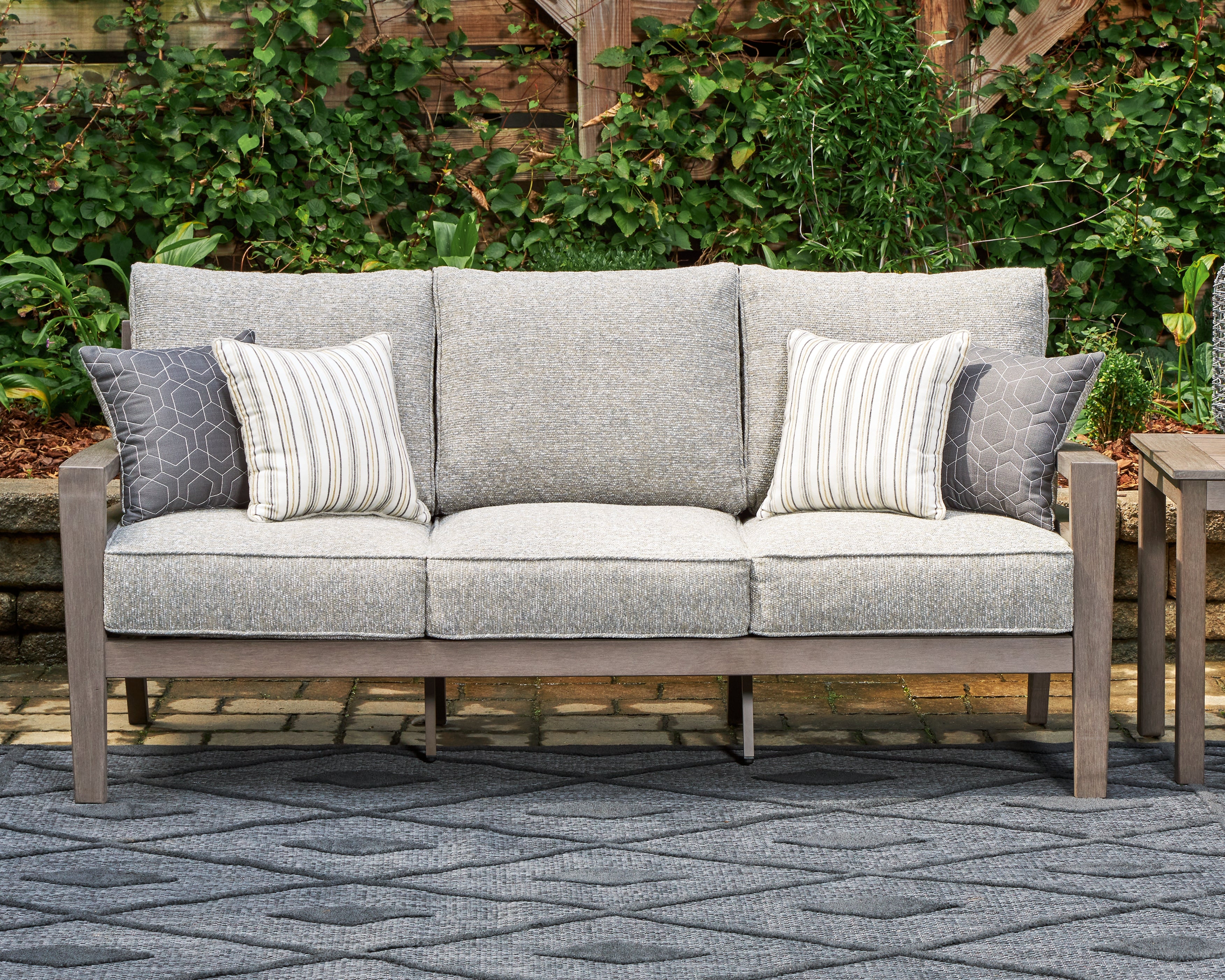 Tampa Furniture Outlet Lutz - Ashley Furniture - Hillside Barn Outdoor - Sofa with Cushion / Gray/Brown - P564-838