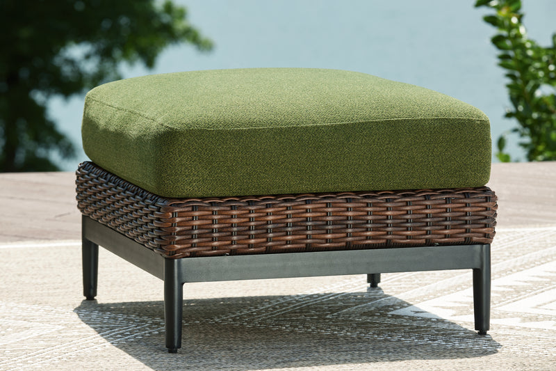 Tampa Furniture Outlet Lutz - Ashley Furniture - Horizon Hall Outdoor - Ottoman with Cushion / Brown/Green - P572-814