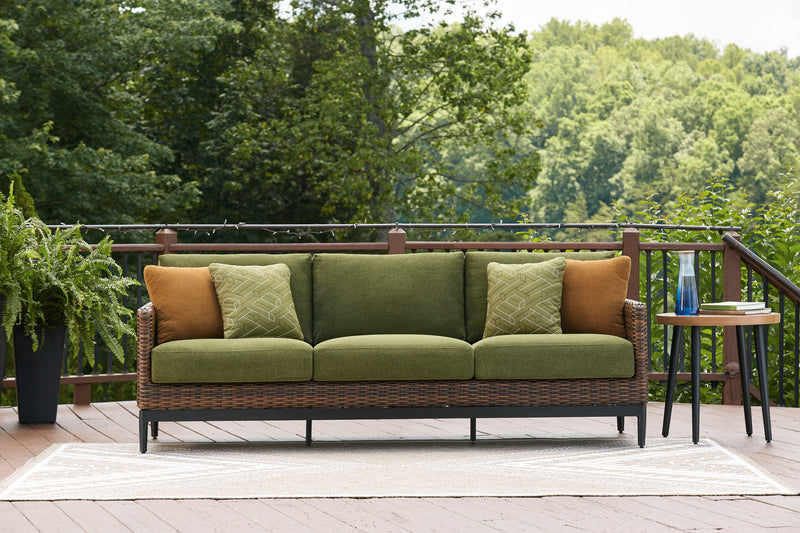 Tampa Furniture Outlet Lutz - Ashley Furniture - Horizon Hall Outdoor - Sofa with Cushion / Brown/Green - P572-838
