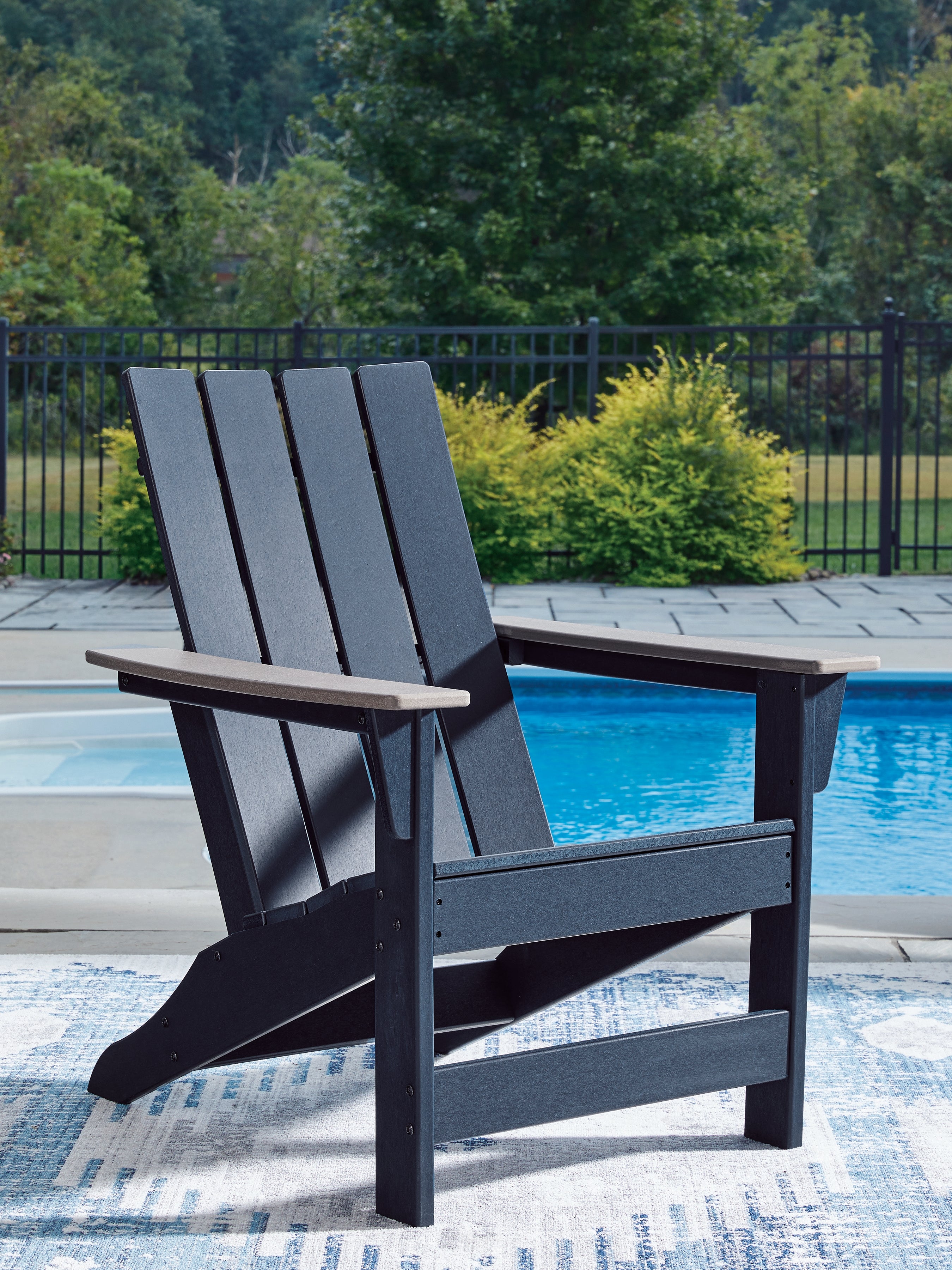 Tampa Furniture Outlet Lutz - Ashley Furniture - East Beach Outdoor - Adirondack Chair / Navy Blue/Driftwood - PCP587-898