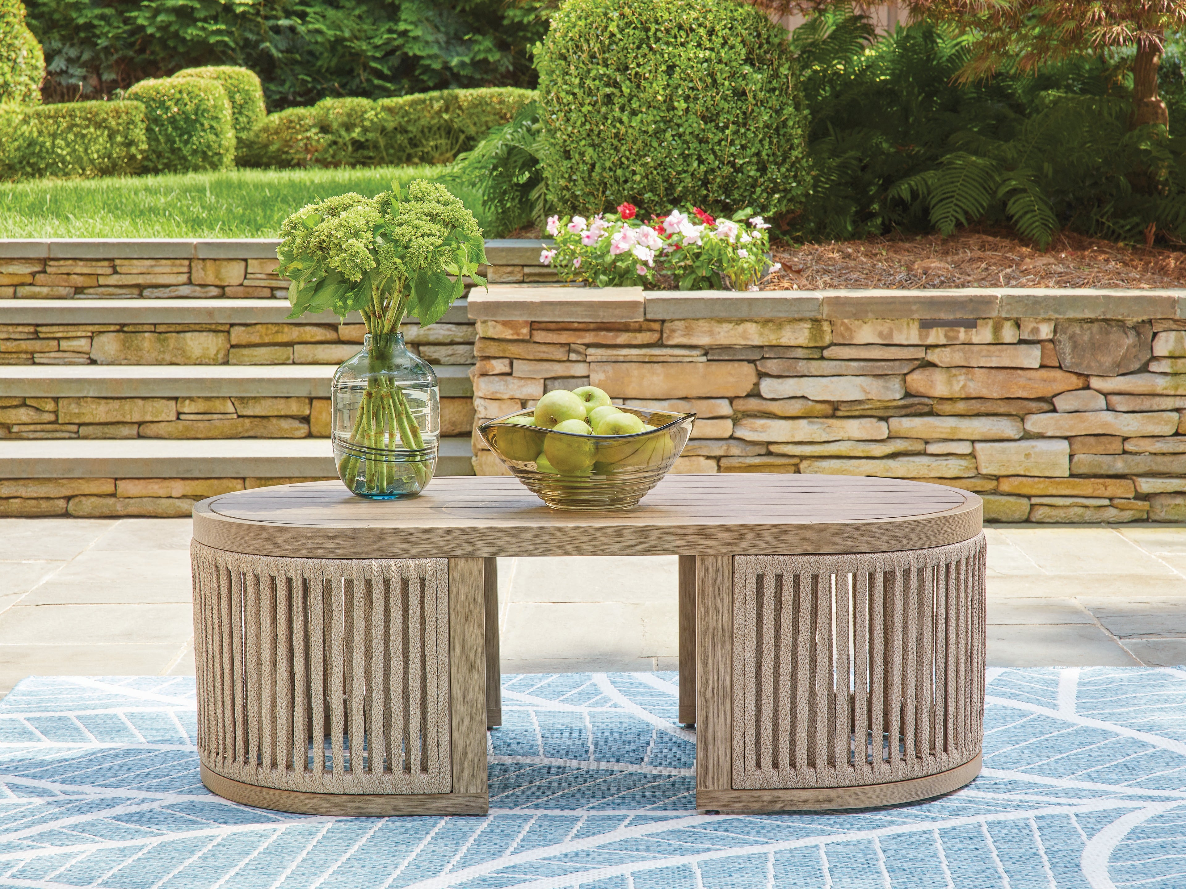 Tampa Furniture Outlet Lutz - Ashley Furniture - Serena Shores Outdoor - Rectangular Cocktail Table / Beige - PCP604-701