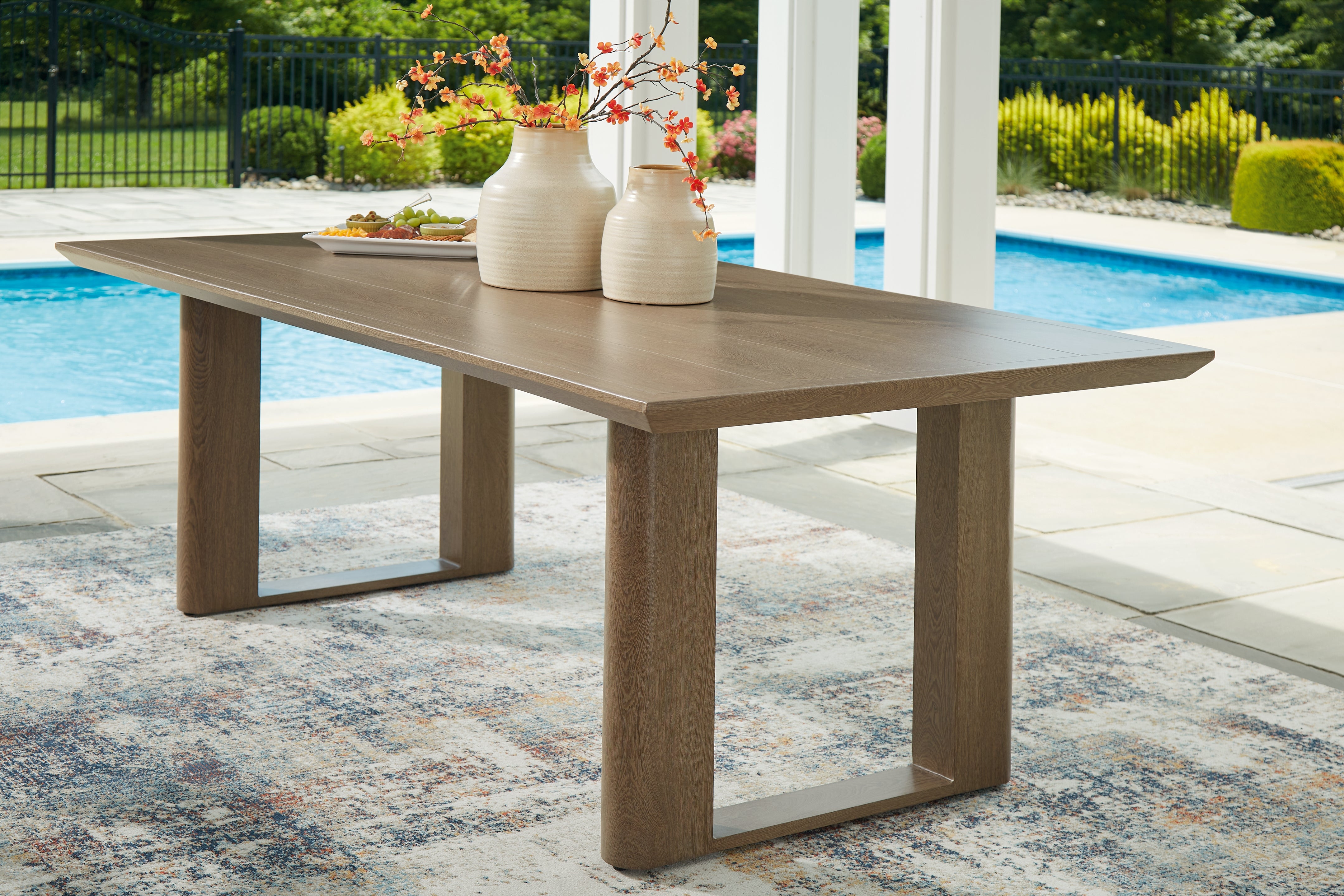 Tampa Furniture Outlet Lutz - Ashley Furniture - Serene Bay Outdoor - RECT Dining Table w/UMB OPT / Dark Brown - P671-625