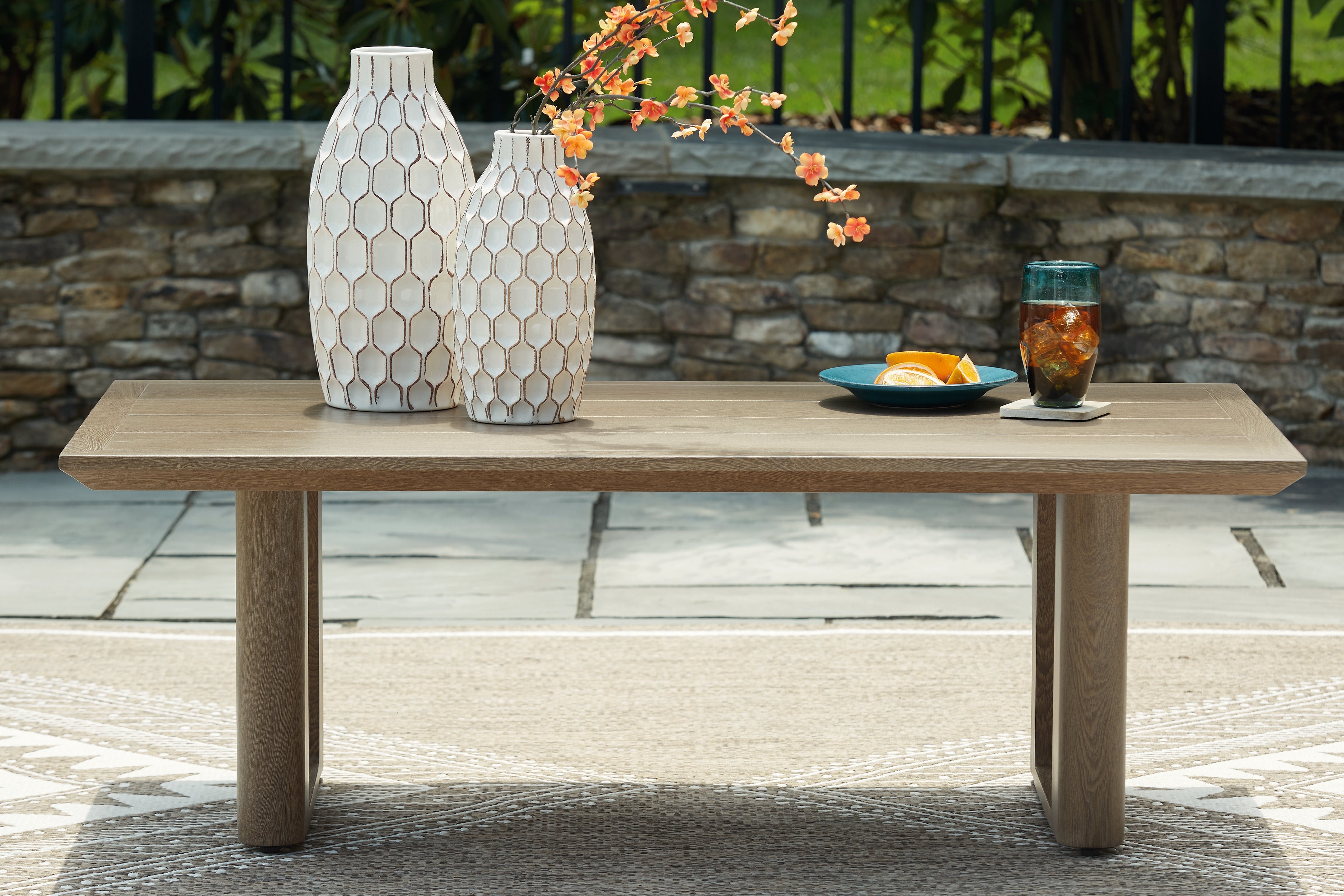 Tampa Furniture Outlet Lutz - Ashley Furniture - Serene Bay Outdoor - Rectangular Cocktail Table / Dark Brown - P671-701