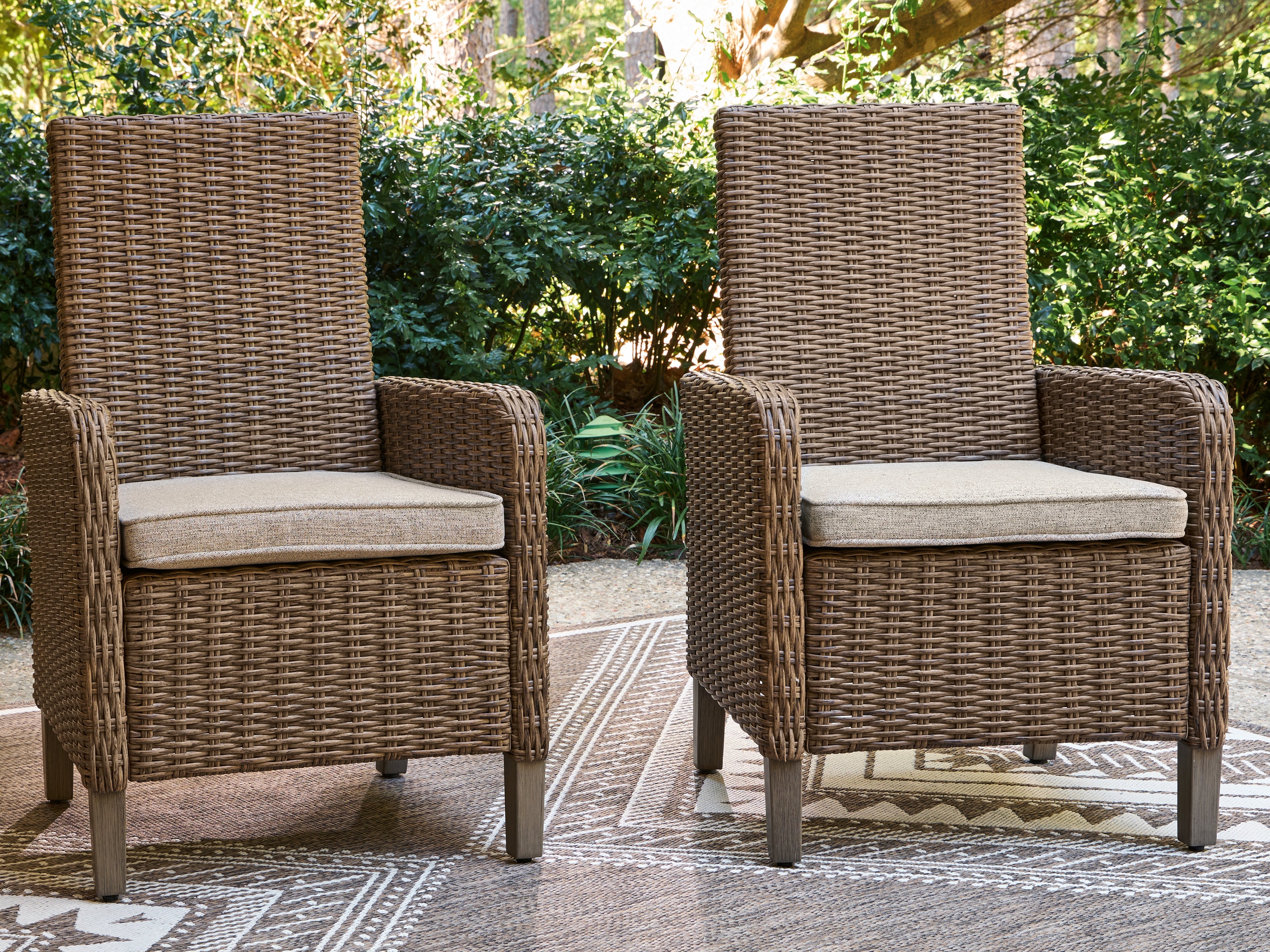 Tampa Furniture Outlet Lutz - Ashley Furniture - Laguna Heights Outdoor - Arm Chair With Cushion (Set of 2) / Beige - PCP790-601A