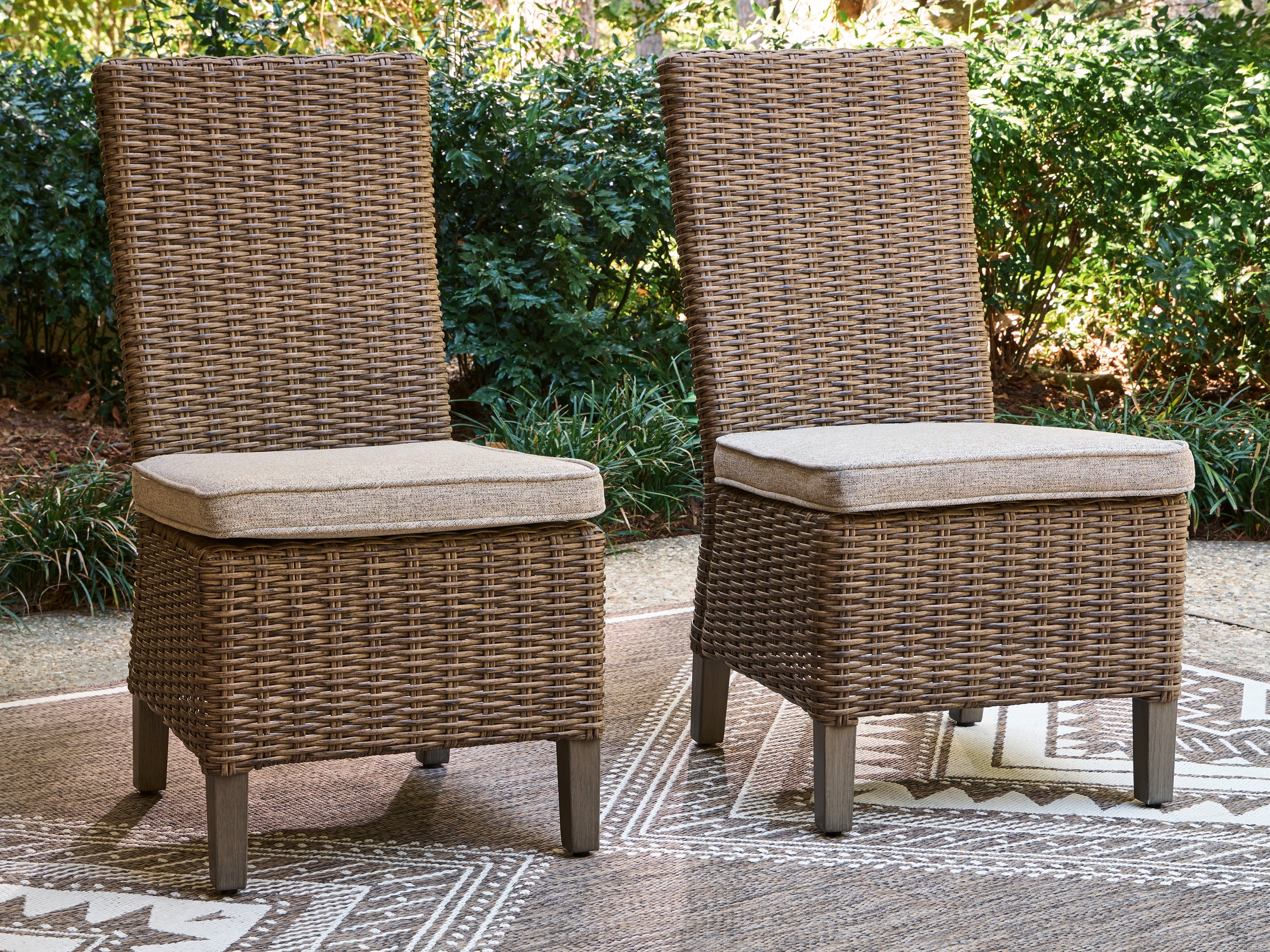 Tampa Furniture Outlet Lutz - Ashley Furniture - Laguna Heights Outdoor - Side Chair with Cushion (Set of 2) / Beige - PCP790-601