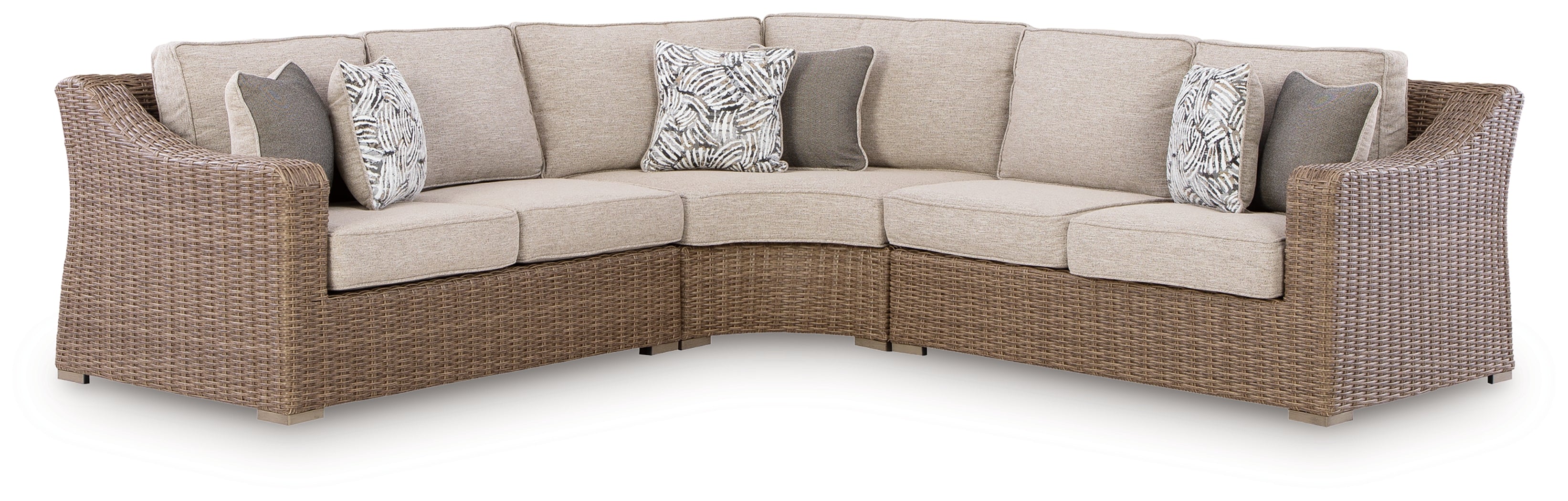 Tampa Furniture Outlet Lutz - Ashley Furniture - Laguna Heights Outdoor - 3-Piece Outdoor Sectional / Beige - PCP790P1