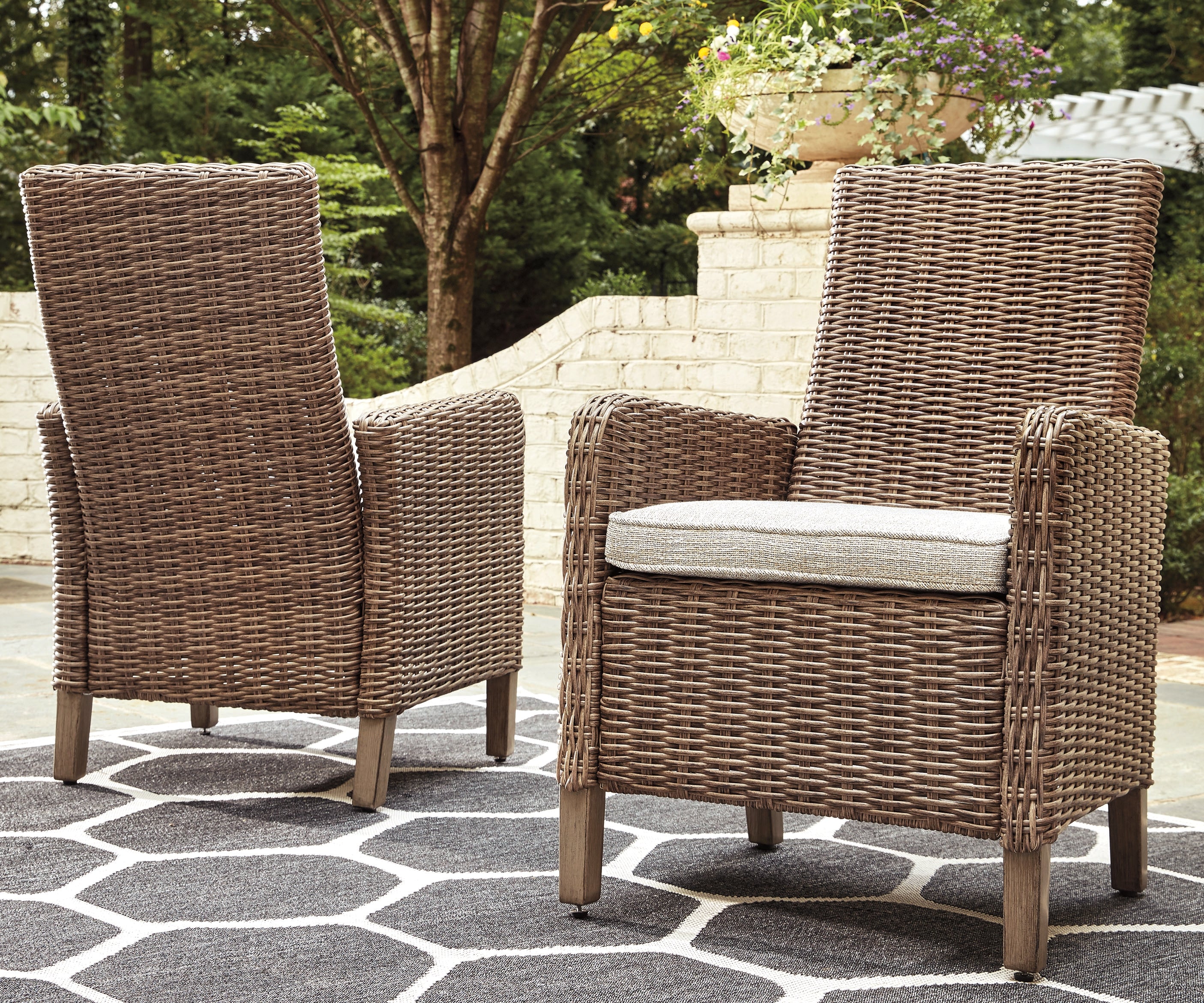 Tampa Furniture Outlet Lutz - Ashley Furniture - Beachcroft Outdoor - Arm Chair With Cushion (Set of 2) / Beige - P791-601A