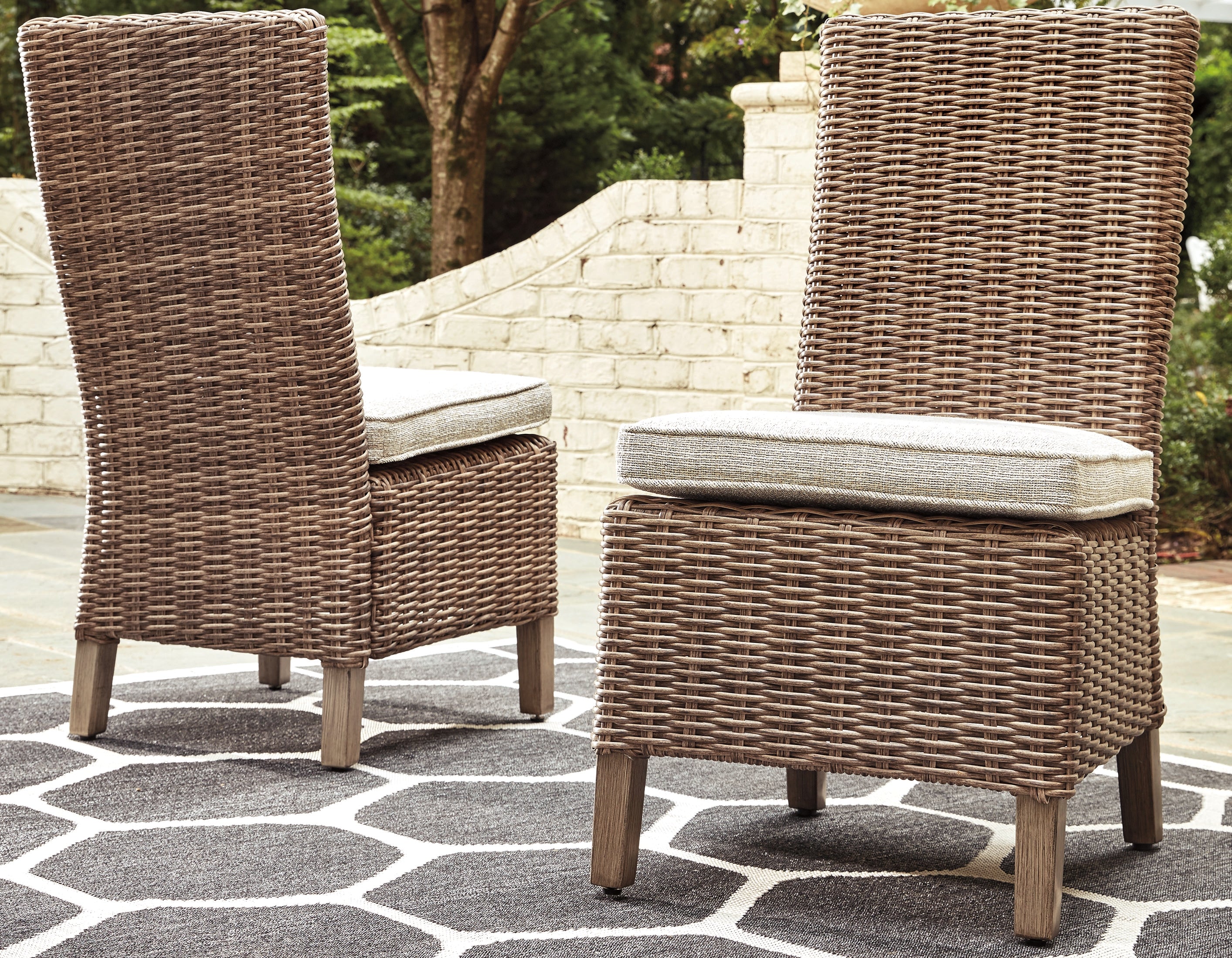 Tampa Furniture Outlet Lutz - Ashley Furniture - Beachcroft Outdoor - Side Chair with Cushion (Set of 2) / Beige - P791-601