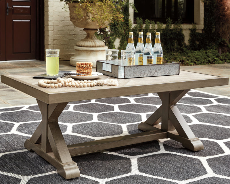 Tampa Furniture Outlet Lutz - Ashley Furniture - Beachcroft Outdoor - Rectangular Cocktail Table / Beige - P791-701
