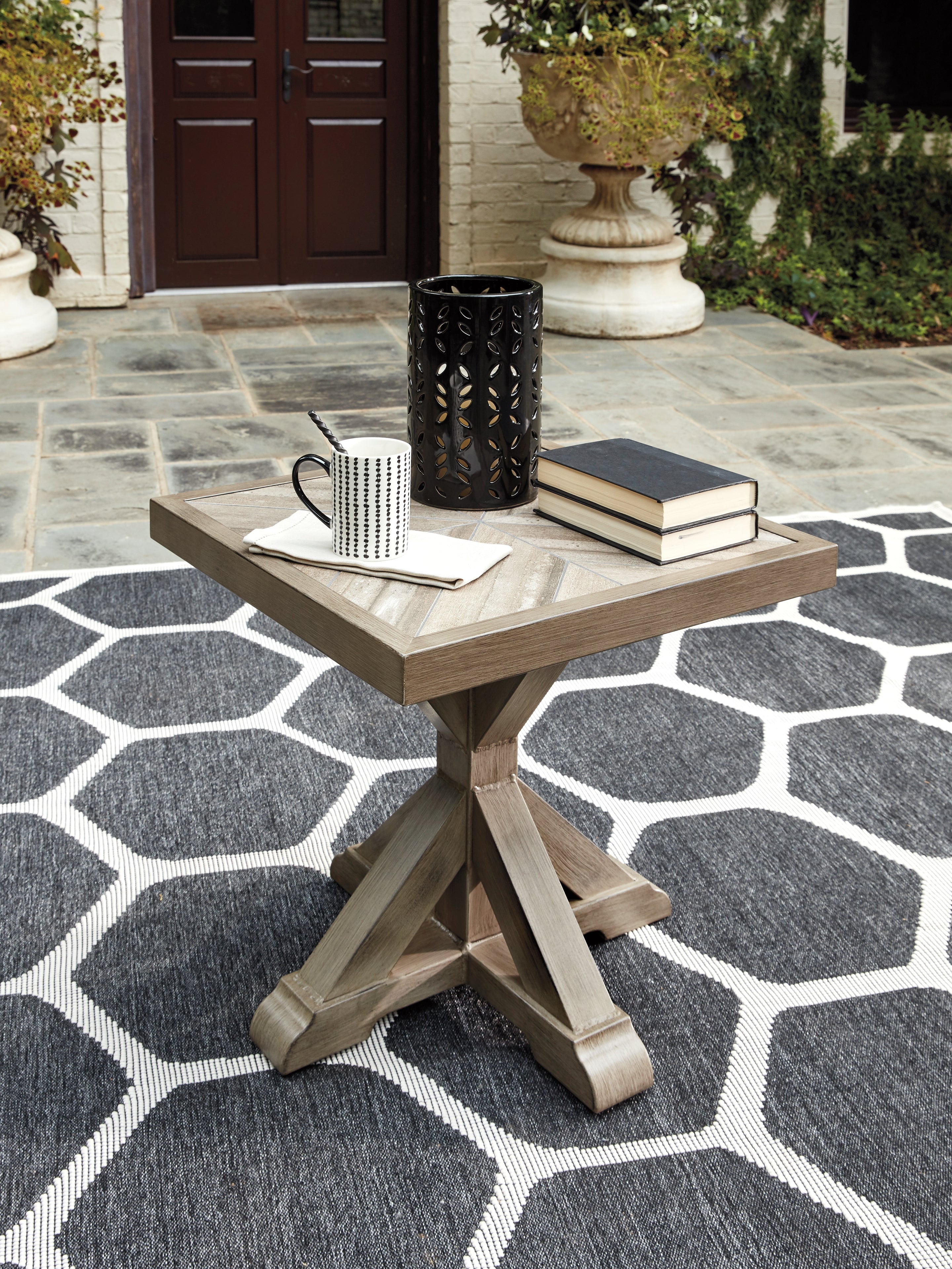 Tampa Furniture Outlet Lutz - Ashley Furniture - Beachcroft Outdoor - Square End Table / Beige - P791-702