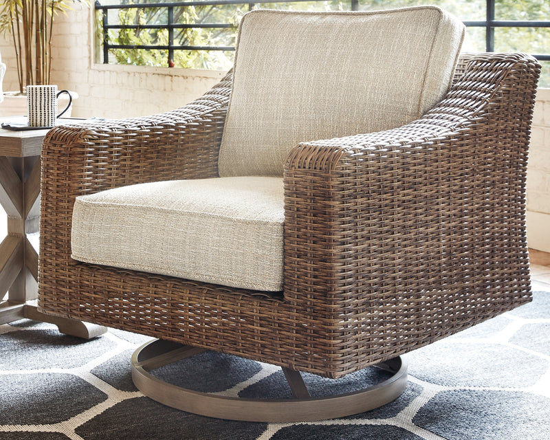 Tampa Furniture Outlet Lutz - Ashley Furniture - Beachcroft Outdoor - Swivel Lounge Chair (1/CN) / Beige - P791-821