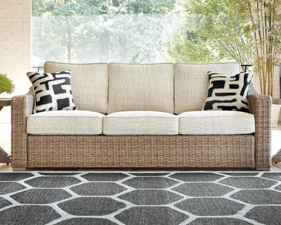 Tampa Furniture Outlet Lutz - Ashley Furniture - Beachcroft Outdoor - Sofa with Cushion / Beige - P791-838