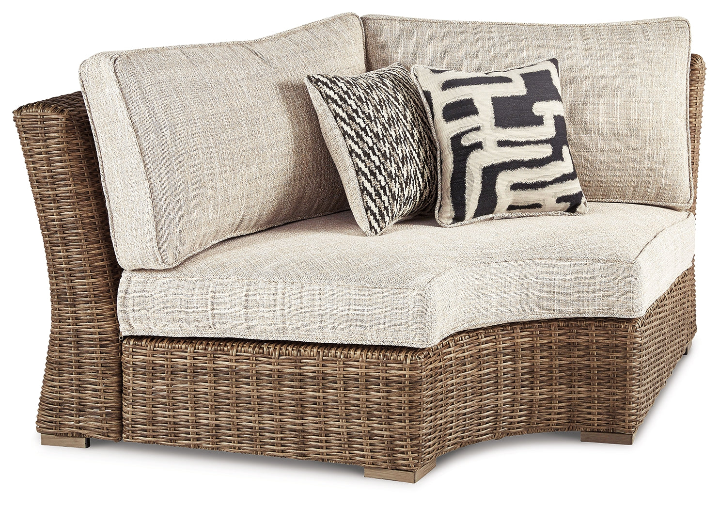 Tampa Furniture Outlet Lutz - Ashley Furniture - Beachcroft Outdoor - Curved Corner Chair w/Cushion / Beige - P791-851
