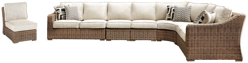 Tampa Furniture Outlet Lutz - Ashley Furniture - Beachcroft Outdoor - 6-Piece Outdoor Seating Set / Beige - P791P11