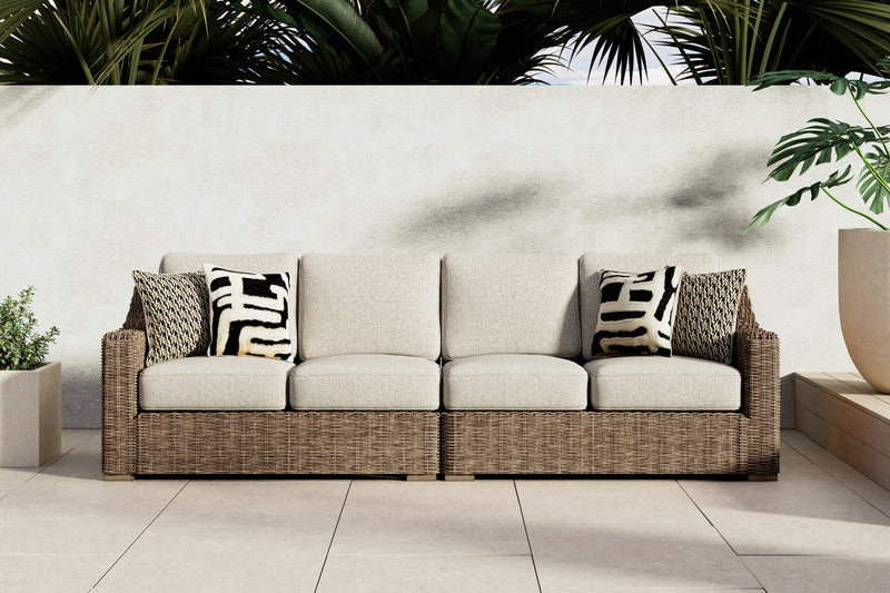 Tampa Furniture Outlet Lutz - Ashley Furniture - Beachcroft Outdoor - RAF/LAF Loveseat w/CUSH (Set of 2) / Beige - P791-854