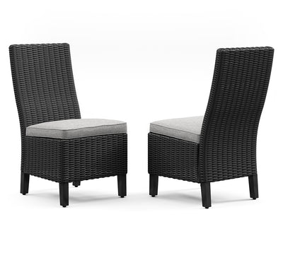 Tampa Furniture Outlet Lutz - Ashley Furniture - Beachcroft Outdoor - Side Chair with Cushion (Set of 2) / Black/Light Gray - P792-601