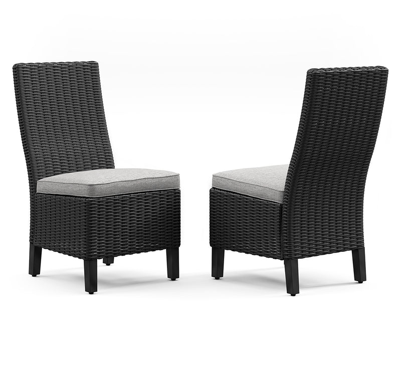 Tampa Furniture Outlet Lutz - Ashley Furniture - Beachcroft Outdoor - Side Chair with Cushion (Set of 2) / Black/Light Gray - P792-601