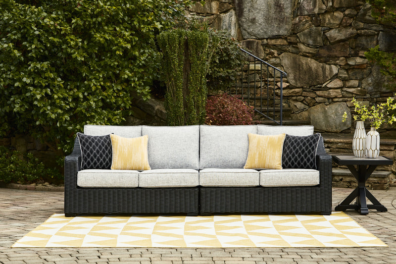 Tampa Furniture Outlet Lutz - Ashley Furniture - Beachcroft Outdoor - RAF/LAF Loveseat w/CUSH (Set of 2) / Black/Light Gray - P792-854