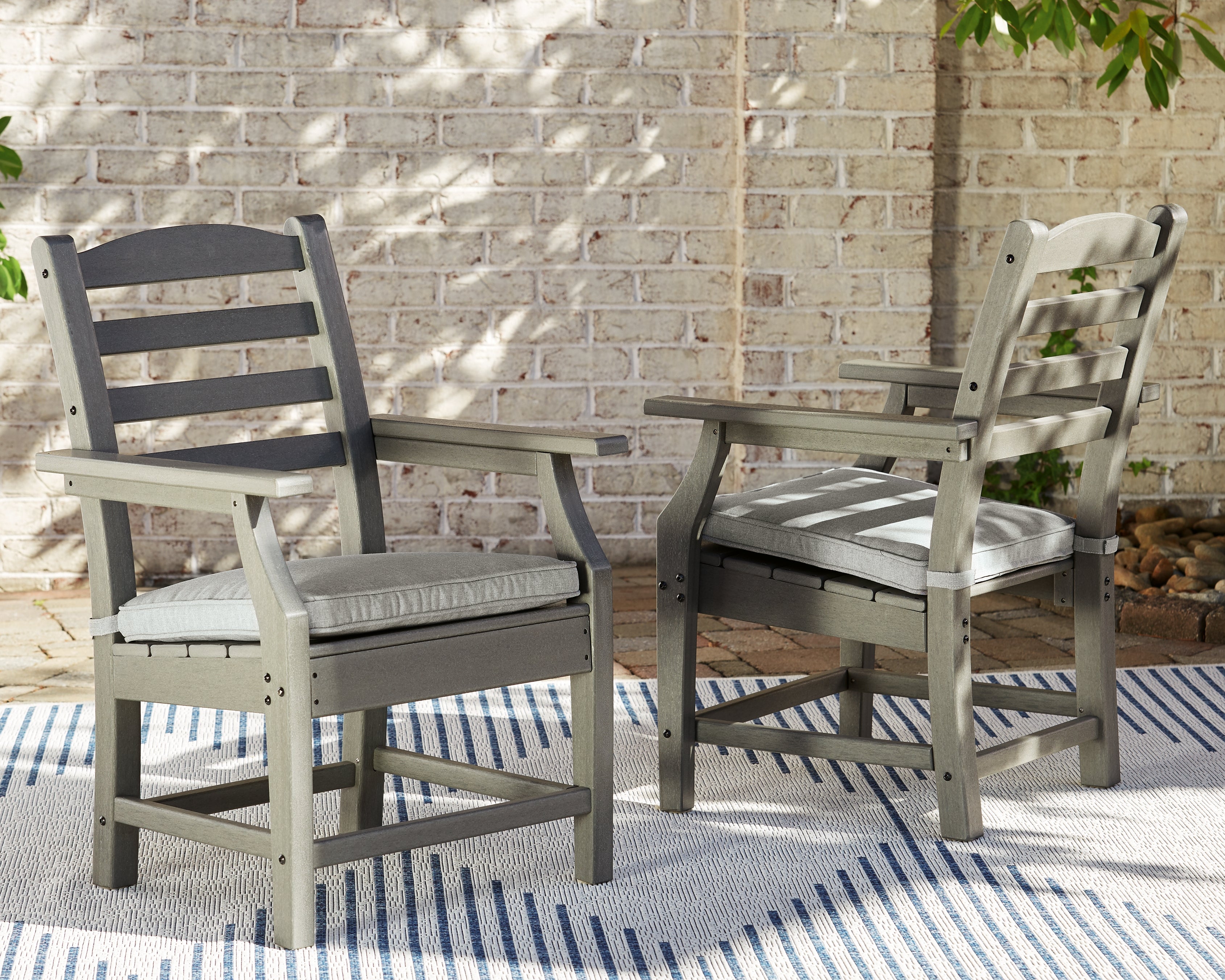 Tampa Furniture Outlet Lutz - Ashley Furniture - Visola Outdoor - Arm Chair With Cushion (Set of 2) / Gray - P802-601A