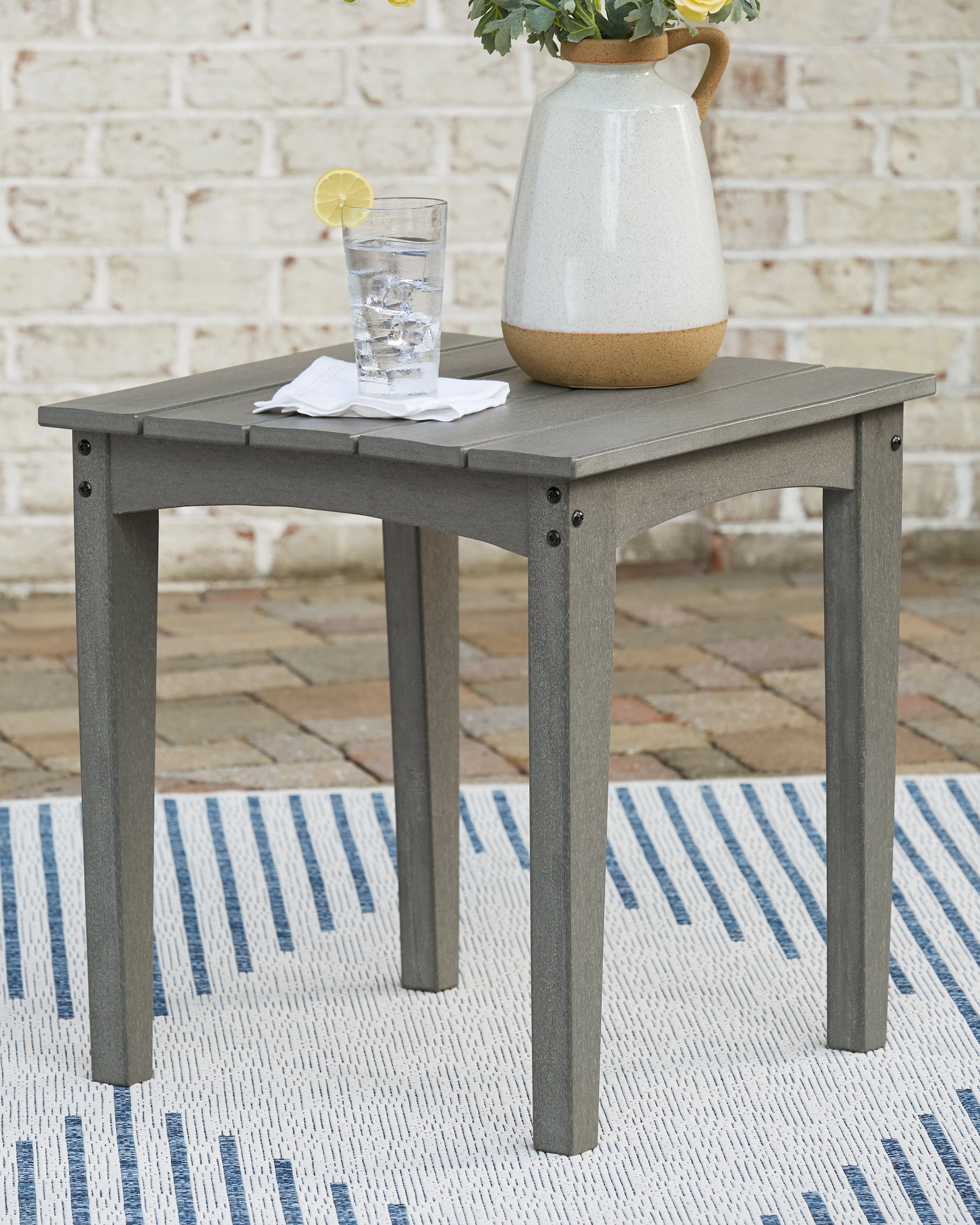 Tampa Furniture Outlet Lutz - Ashley Furniture - Visola Outdoor - Square End Table / Gray - P802-702