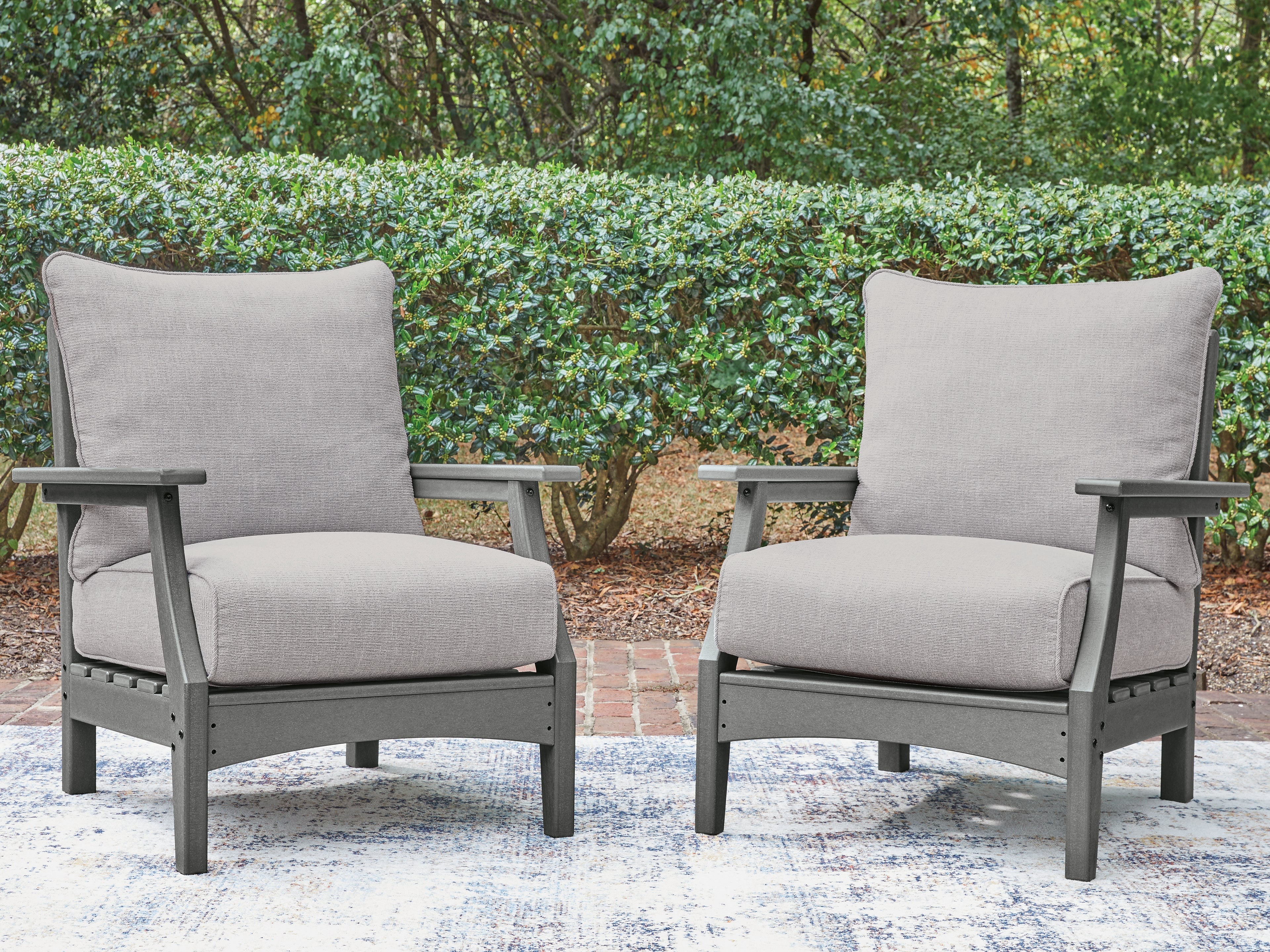 Tampa Furniture Outlet Lutz - Ashley Furniture - Cove Beach Outdoor - Lounge Chair w/Cushion (Set of 2) / Gray - PCP803-820
