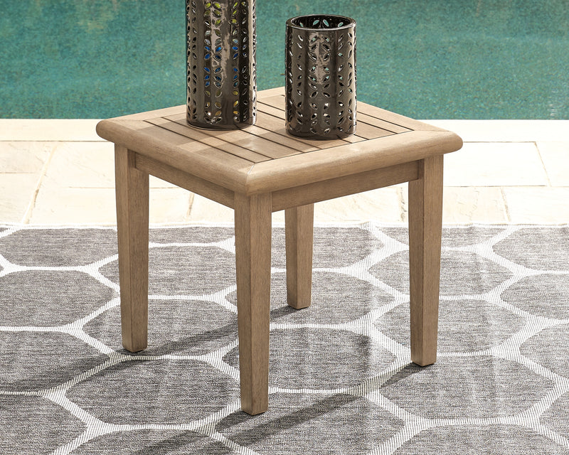 Tampa Furniture Outlet Lutz - Ashley Furniture - Gerianne Outdoor - Square End Table / Grayish Brown - P805-702