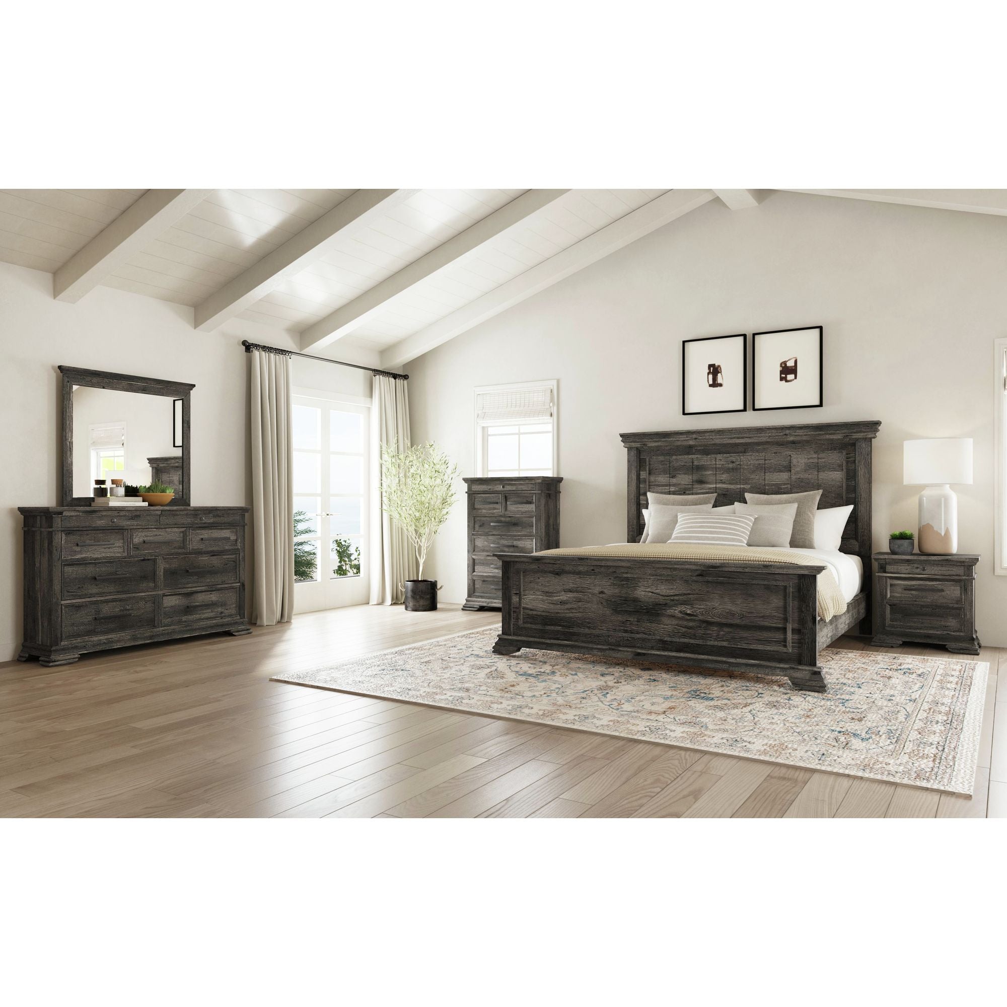 Park Ridge King Panel Bed in Charcoal – SKU B-13130-8-KB | Elements