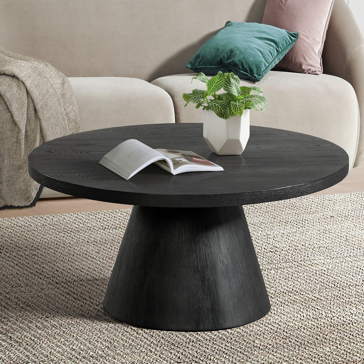 Portland Round Coffee Table in Black – SKU T-1710-8-CT1 | Elements