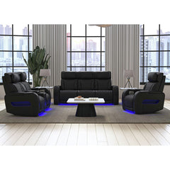 Prime Time P3 Recliner with LED and wireless charger pocket in Jett Black with Red Stitching – SKU U-16330-10450-105PPPR | Elements