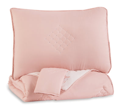 Tampa Furniture Outlet Lutz - Ashley Furniture - Lexann Full Comforter Set - Full Comforter Set / Pink/White/Gray - Q901003F