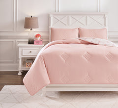 Tampa Furniture Outlet Lutz - Ashley Furniture - Lexann Full Comforter Set - Full Comforter Set / Pink/White/Gray - Q901003F